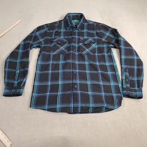 Dixxon Shreddy Flannel Shirt Mens Medium Black Purple Blue Button Up Long Sleeve - Picture 1 of 8