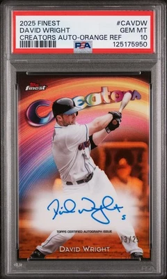 Topps Finest David Wright 2025 automático #/25 PSA 10 ¡Pop 1! Orange Refractor Creators Foto 1 de 2