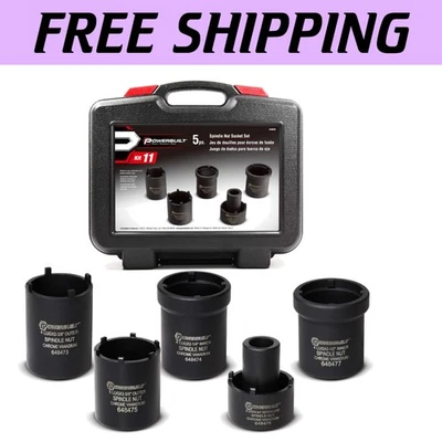 5-Piece Chrome Vanadium Spindle Nut Socket Set with Storage Case - Powerbuilt - Image 1 of 4