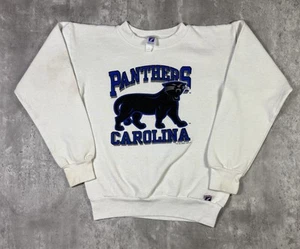 Vintage 80s Carolina Panthers White Crewneck Sweatshirt Youth Boys size XL - Picture 1 of 15