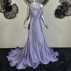 NWT~$530~JOVANI~16/18~LAVENDER MAXI MERMAID ONE SHOULDER PROM EVENING DRESS - Picture 1 of 23