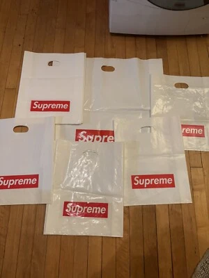 Bolsa de compras de plástico blanca Supreme ahora desaparecida lote de 11 13x16 24x24 RARA Foto 1 de 4
