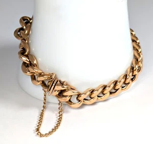 Brazalete de eslabones cubanos de oro 16K de 8-1/4" de largo x 3/8"" de ancho - Imagen 1 de 6