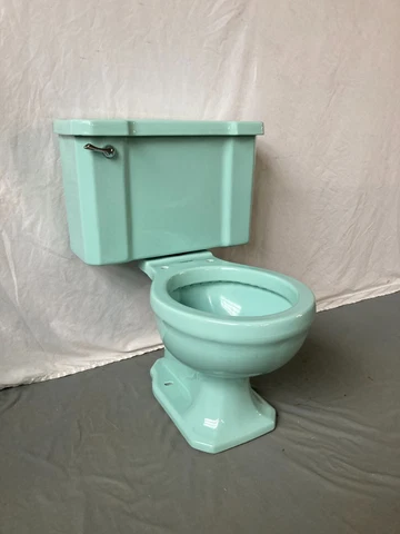 Vtg Mid Century Aqua Blue Green Porcelain Toilet Old Bath Rheem Richmond 430-23E Cover