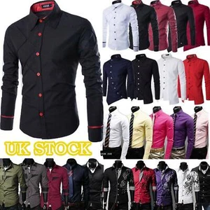 Mens Luxury Shirts Casual Formal Slim Business Wedding Dress Shirt Tops Blouse. - Picture 1 of 36