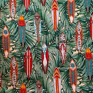 Hawaiian Print Fabric by the yard - Surf Boards - 43” wide - Picture 1 of 3