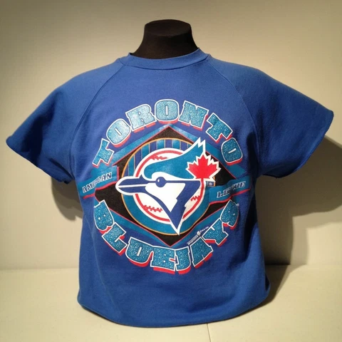 Vintage 1994 Toronto Blue Jays Baseball Work Out Cut Off Sweater Sweat T Shirt L Cover