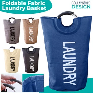 40L Collapsible Fabric Laundry Hamper, Foldable Clothes Bag, Washing Bin Basket - Picture 1 of 36