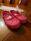 Pre-owned Crocs Mary Jane Karin Bright Pink Womens 7 Very Good Condition 