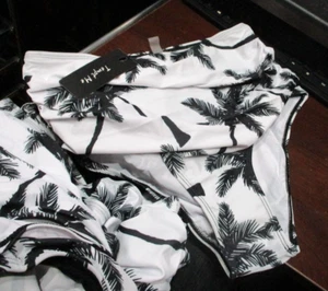 Tempt Me Swim bottom M High Waist Bikini Palm Trees blk White NWT - Picture 1 of 6