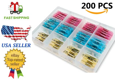 Conector a tope de cable aislado de 200 piezas Terminal de empalme de crimpado impermeable termocontraíble Foto 1 de 4