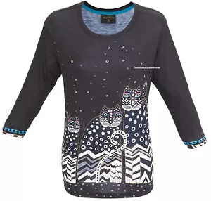 T-shirt Laurel Burch gatti a pois manica 3/4 XXL nuova RITIRATA FAB con giacca aperta - Foto 1 di 2