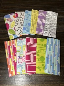 New Pineapple Fabrics Bright Geometric Cotton 11 Pcs 9” X 21” - Picture 1 of 8