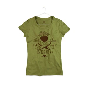 Maglietta Donna Cotone Biologico Vegana Organic Bio Woman T-Shirt Girl Vegan - Picture 1 of 16