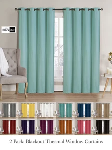 2 Pack: Hotel Thermal Grommet 100% Blackout Curtains - Assorted Colors & Sizes - Picture 1 of 105