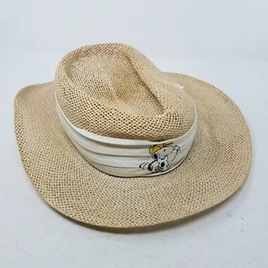 Town Talk Peanuts Snoopy Embroidered Banded Golf Straw Hat Mens OS Made in USA - Picture 1 of 9