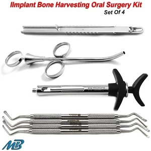 Dental Bone Graft Harvesting Kit Scraper Lucas Curettes Aspirating Syringe Set - Picture 1 of 9