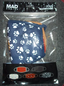 MAD Engine 5 Pack Face Cloth Face Coverings - Pack of "Paw Love"-Washable NIP - Picture 1 of 2