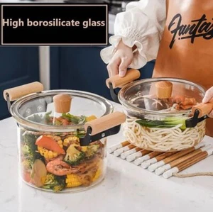Clear Simmer Pot Glass Stockpot Heat Resistant Cooking Pot, Soup Pot 2.7 / 3.7qt - Picture 1 of 16