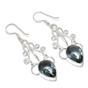 Alexandrite Gemstone Handmade 925 Sterling Silver Jewelry Earring Sz 1.75" - Picture 1 of 1