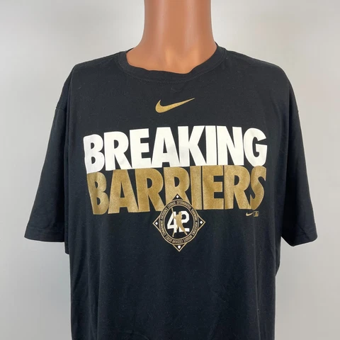 Nike Jackie Robinson Breaking Barriers Dri Fit T Shirt MLB Baseball Black 2XL Cover
