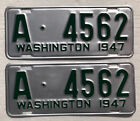 1947 Washington License Plates Pair DMV Clear, Restored.