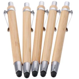 Bamboo Sustainable Pens 2 in 1 Stylus Touch Pen Writing Ballpoint Pen Office - Picture 1 of 10