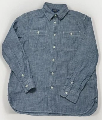Chicos Ralph Lauren Polo Manga Larga Denim Jean Camisa Botón Delantero Talla Grande 14-16 Foto 1 de 4