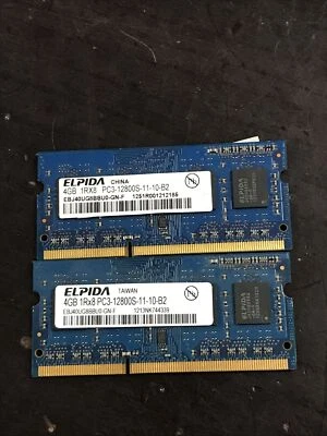 ELPIDA 8GB (2x4GB) 1Rx8 PC3-12800S DDR3 SODIMM Laptop Memory RAM - Image 1 of 2