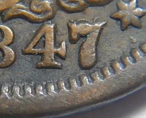 Large cent/penny 1847/7 repunched date Newcomb 2 - Picture 1 of 3
