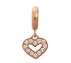 Authentic 18K Rose Gold 925 Sterling Silver  Open Cz Heart European Charm