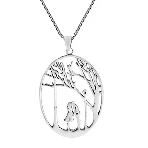 Collana in argento sterling .925 vero bacio d'amore sotto un albero - Foto 1 di 6