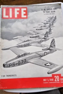 JULY 5 1948 LIFE  F-84 THUNDERJETS US AIR FORCE GENERAL SPATZ WAR PLANES B69 - Picture 1 of 1