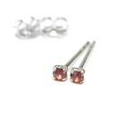 NEW 925 Silver EARRINGS 2mm NOBLE CRYSTAL Padparadscha/Red/Light Red EARRINGS