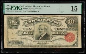 Fr#301 1891 $10 US Red Seal Silver Certificate Tombstone Note PMG 15 CF - Picture 1 of 2