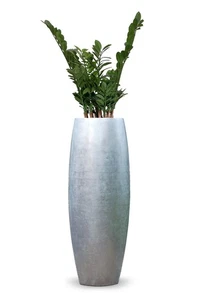 Exklusiver Pflanzkübel MAGNUM Fiberglas 80 cm, Silber Hochglanz  B-WARE - Bild 1 von 5