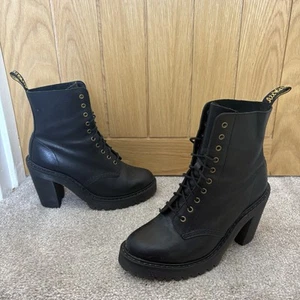 Stivali Dr Martens Kendra Doc tacco alto tacco stringato pelle neri taglia UK 5 - Foto 1 di 6