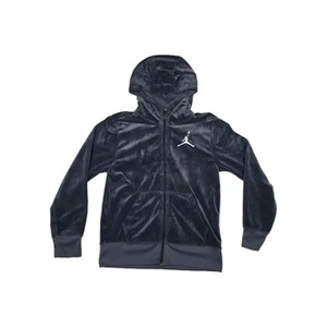 Nike Air Jordan Zip Up Velour Hoodie Youth Large Gray Blue 10-12 Years Kids - Picture 1 of 13