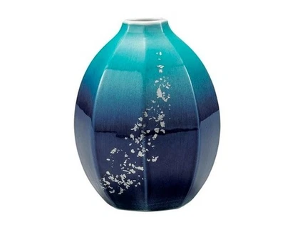 KUTANI Porzellan Blumenvase "GINGA (Galaxy)" mit Silberblätter, H. 15,8 cm - Bild 1 von 4