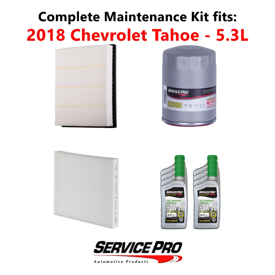 2018 Chevrolet Tahoe 5.3L Complete Cabin, Air & Oil Filter Kit (0W-20) Foto 1 de 4