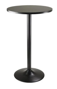 Round Black Pub Table, 23.7" MDF Top, 39.76" Height, Black Legs & Base, 1 Pack - Picture 1 of 9