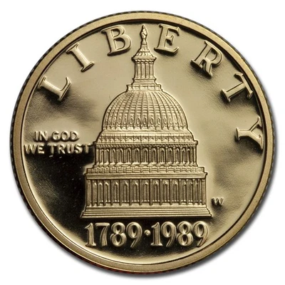 1989-W Gold $5 Commem Congressional Proof (Capsule Only) - Image 1 of 2