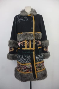 DESIGUAL CAPPOTTO GIACCA DONNA TG 44 WOMAN JACKET VINTAGE LANA MOHAIR - Picture 1 of 15