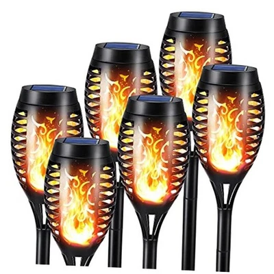  Solar Torch Flame Lights, 6 Pack Solar Lights Outdoor with Warm White-6 Pack - Image 1 of 4