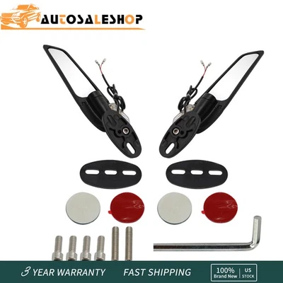 For Suzuki GSXR600 GSXR750  Adjustable Rearview Wind Wing Mirrors Lights - Image 1 of 4