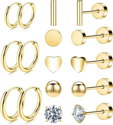 Hypoallergenic Titanium Earrings for Sensitive Ears 14K Gold Plated B-Gold  - Image 1 of 4
