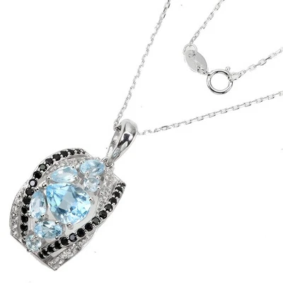 Collana in argento sterling 925 pera topazio blu cielo 9x7 mm gemma... - Immagine 1 di 4
