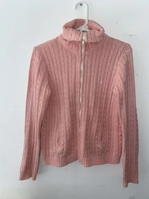 Cárdigan suéter vintage Ralph Lauren para mujer rosa pony 100 % algodón, talla mediana Foto 1 de 3