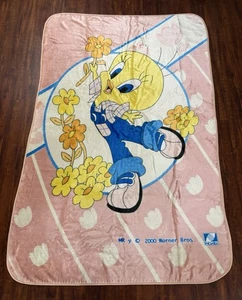 Novatex Y2K Pink Tweety Bird  Toddler Kids Blanket Warner Bros 89 X 58 RARE - Picture 1 of 10