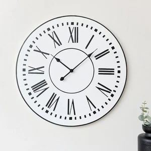 Large Metal Black & White Wall Clock 76cm x 76cm - Picture 1 of 5